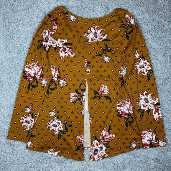 Daytrip Top Womens Extra Large Floral Hibiscus Fitted Chic Cottagecore BOHO - Picture 4 of 5